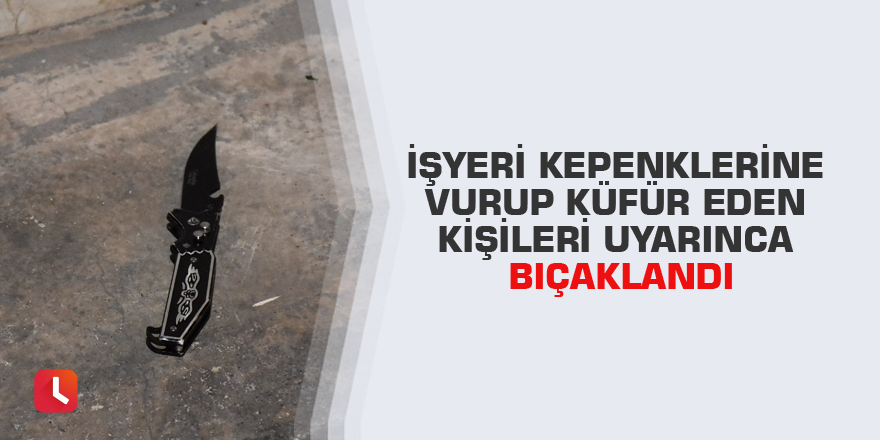 İşyeri kepenklerine vurup küfür eden kişileri uyarınca bıçaklandı