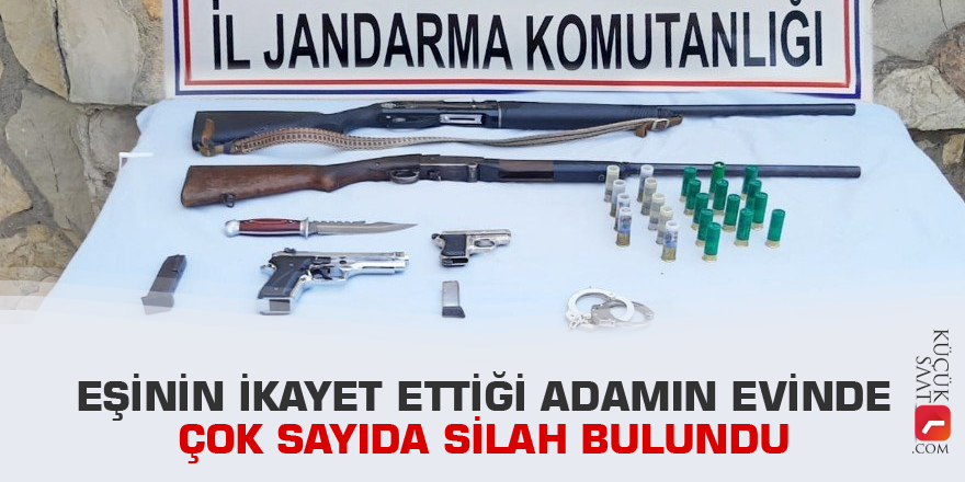 Eşinin şikayet ettiği adamın evinde çok sayıda silah bulundu