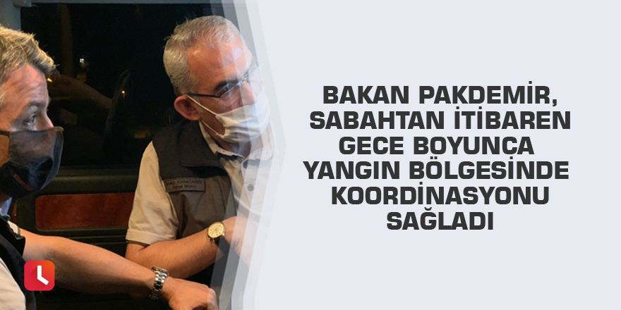 Bakan Pakdemir, sabahtan itibaren gece boyunca yangın bölgesinde koordinasyonu sağladı