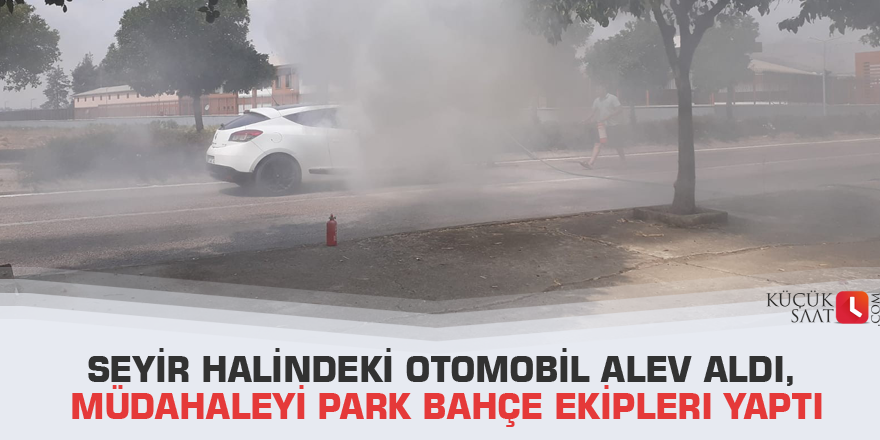 Seyir halindeki otomobil alev aldı, müdahaleyi park bahçe ekipleri yaptı