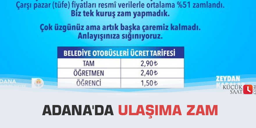 Adana'da ulaşıma zam