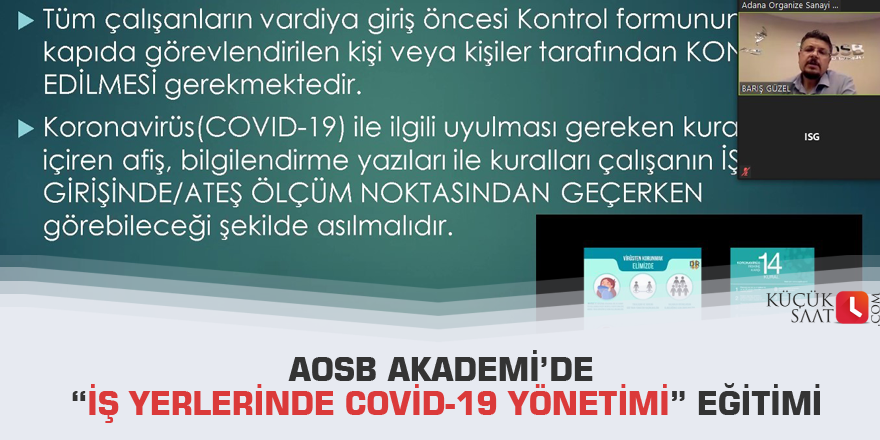 AOSB Akademi’de “İş yerlerinde Covid-19 Yönetimi” eğitimi