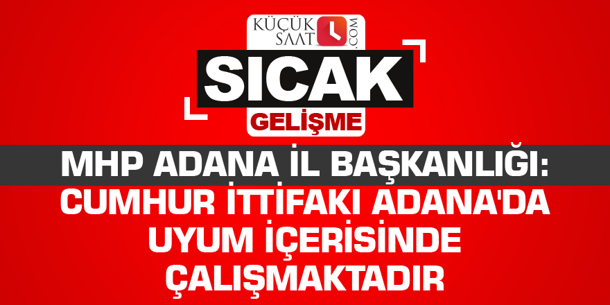 "Cumhur İttifakı Adana'da uyum içerisinde çalışmaktadır"