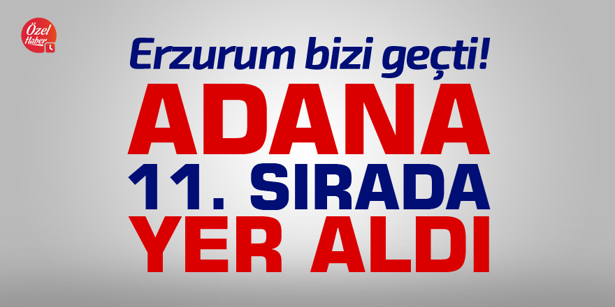 Erzurum bizi geçti! Adana On birinci sırada yer aldı