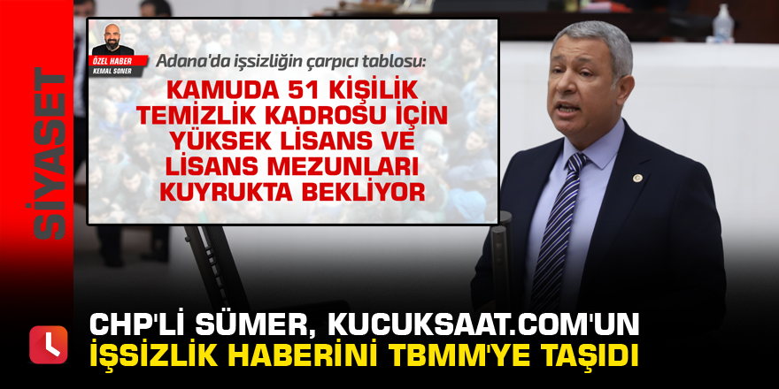 CHP'li Sümer kucuksaat.com'un işsizlik haberini TBMM'ye taşıdı