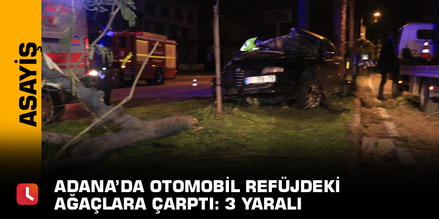 Adana’da otomobil refüjdeki ağaçlara çarptı: 3 yaralı