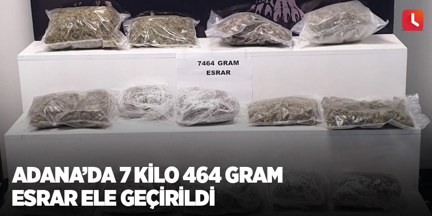 Adana’da 7 kilo 464 gram esrar ele geçirildi