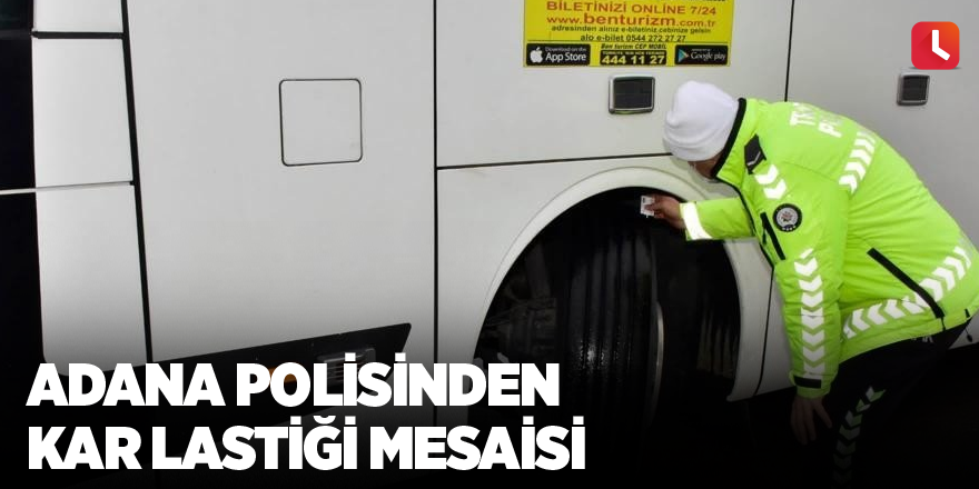 Adana polisinden kar lastiği mesaisi