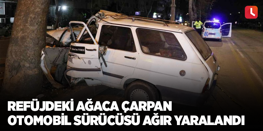 Refüjdeki ağaca çarpan otomobil sürücüsü ağır yaralandı