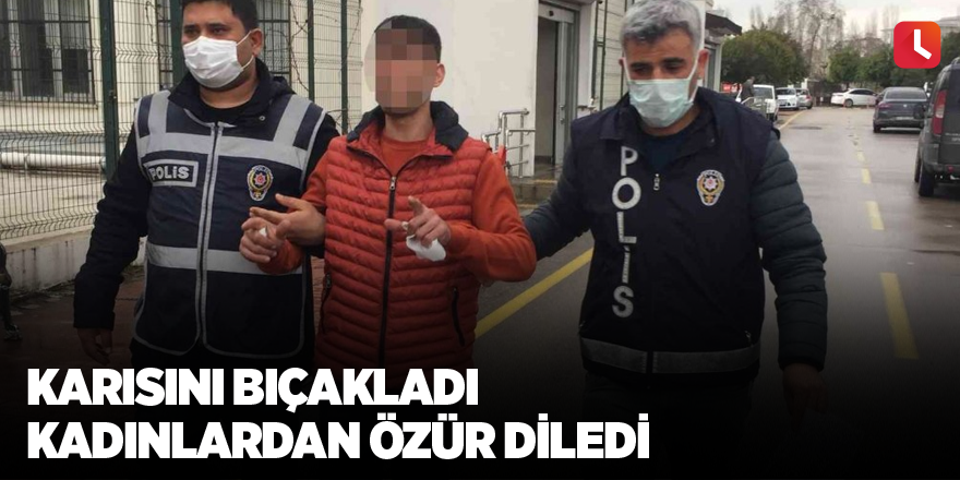 Karısını bıçakladı kadınlardan özür diledi