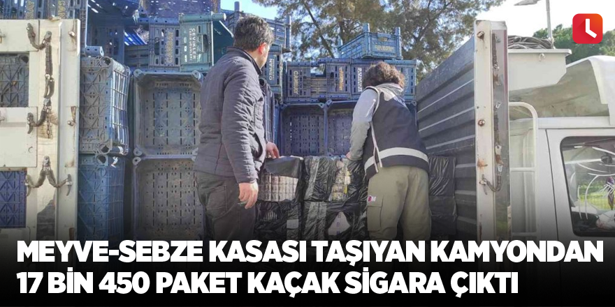 Meyve-sebze kasası taşıyan kamyondan 17 bin 450 paket kaçak sigara çıktı