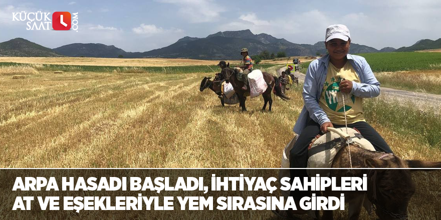 Arpa hasadı başladı, ihtiyaç sahipleri at ve eşekleriyle yem sırasına girdi