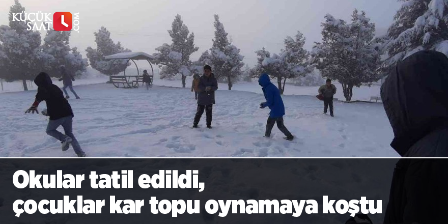 Okular tatil edildi, çocuklar kar topu oynamaya koştu