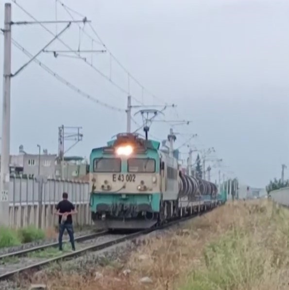 Raylara çıkıp yük treninin önü kesti, tren güçlükle durdu