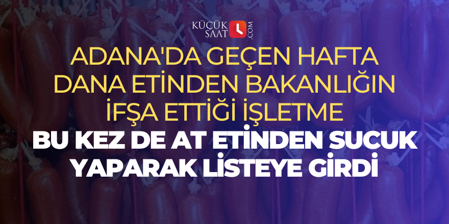 Adana'da geçen hafta dana etinden bakanlığın ifşa ettiği işletme bu kez de at etinden sucuk yaparak listeye girdi