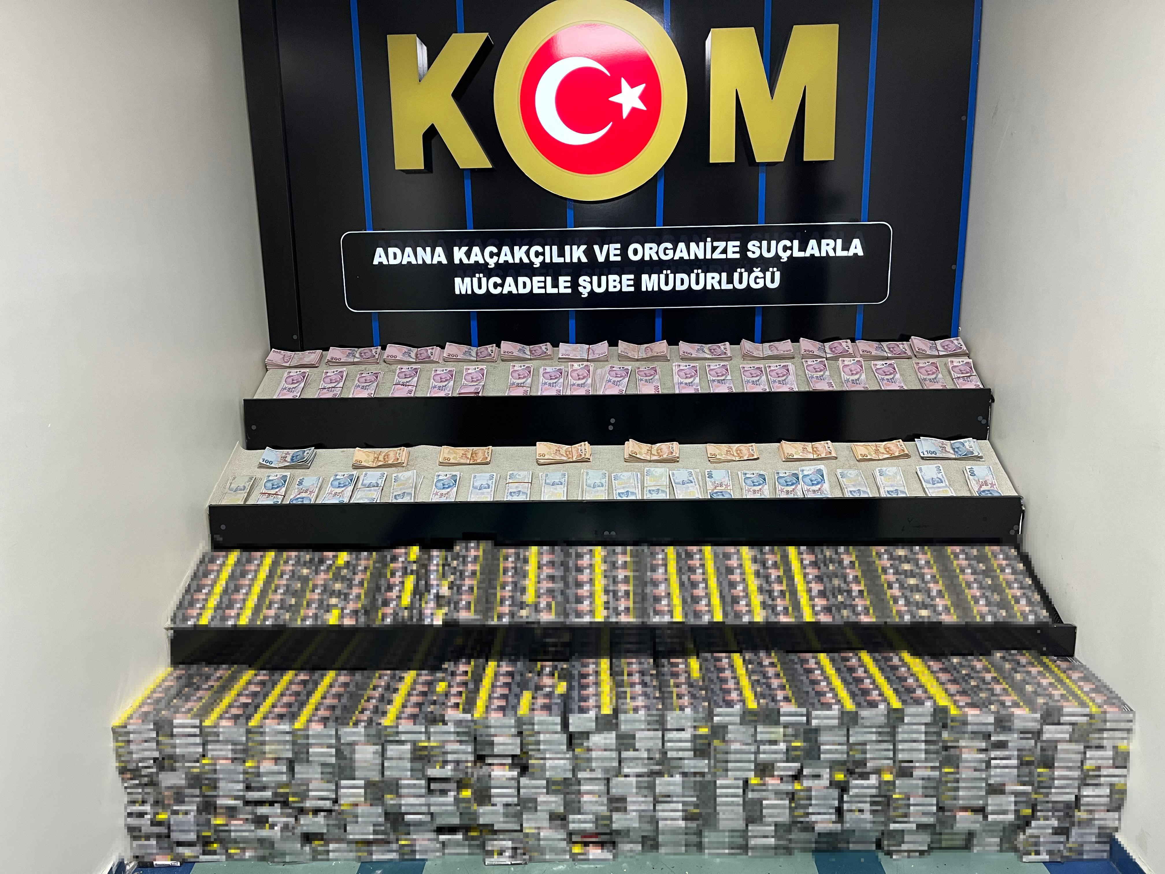 Adana’da 7 bin 335 paket kaçak sigara ele geçirildi, 520 bin TL’ye el konuldu