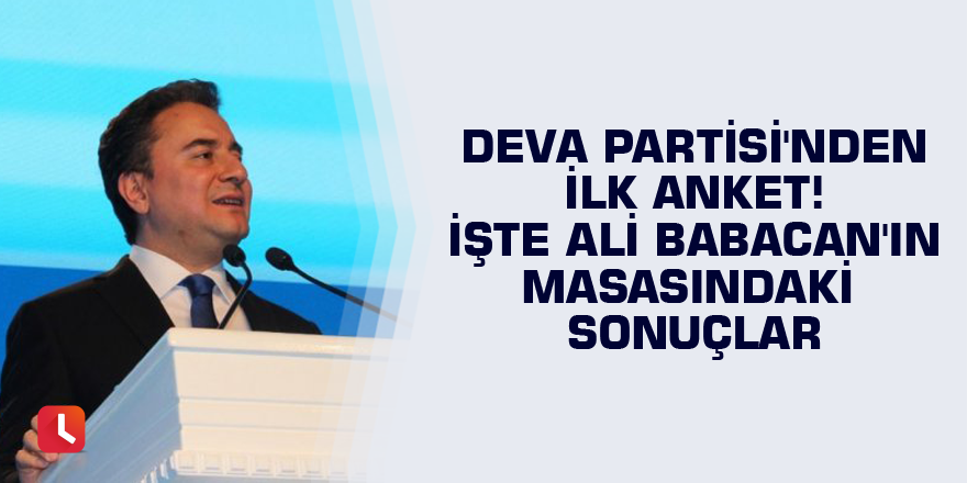 DEVA Partisi'nden ilk anket! İşte Ali Babacan'ın masasındaki sonuçlar