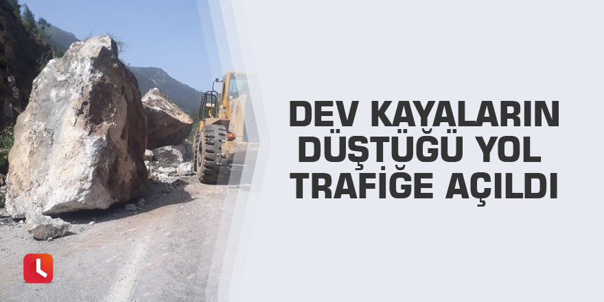 Dev kayaların düştüğü yol trafiğe açıldı