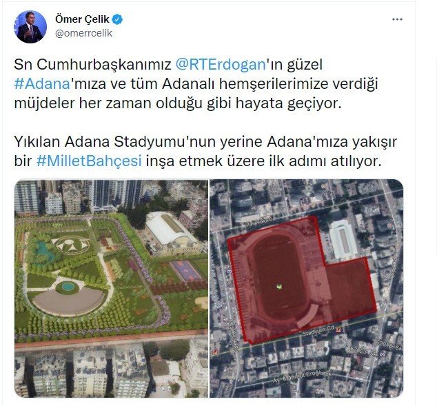 Adana’ya yapılacak Millet Bahçesi’nin projesi ortaya çıktı