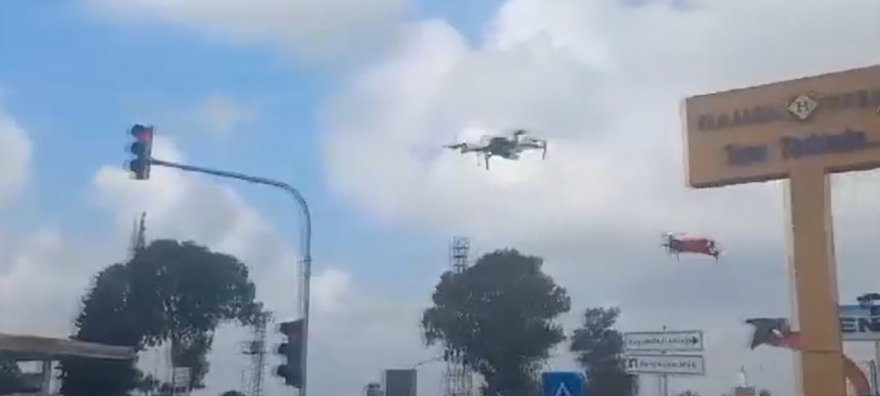 Trafik polisinden dron ile denetim