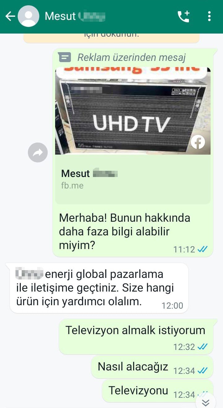 Televizyon siparişi verdi, bez geldi