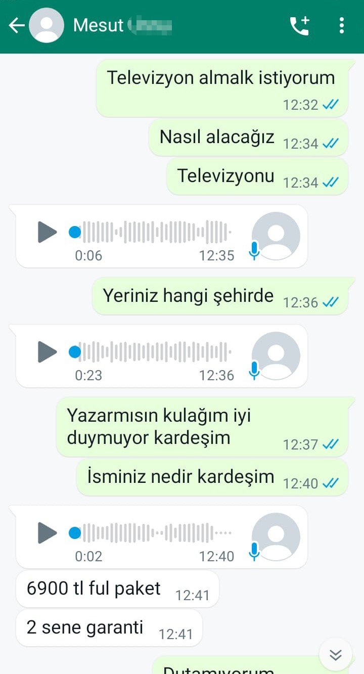 Televizyon siparişi verdi, bez geldi